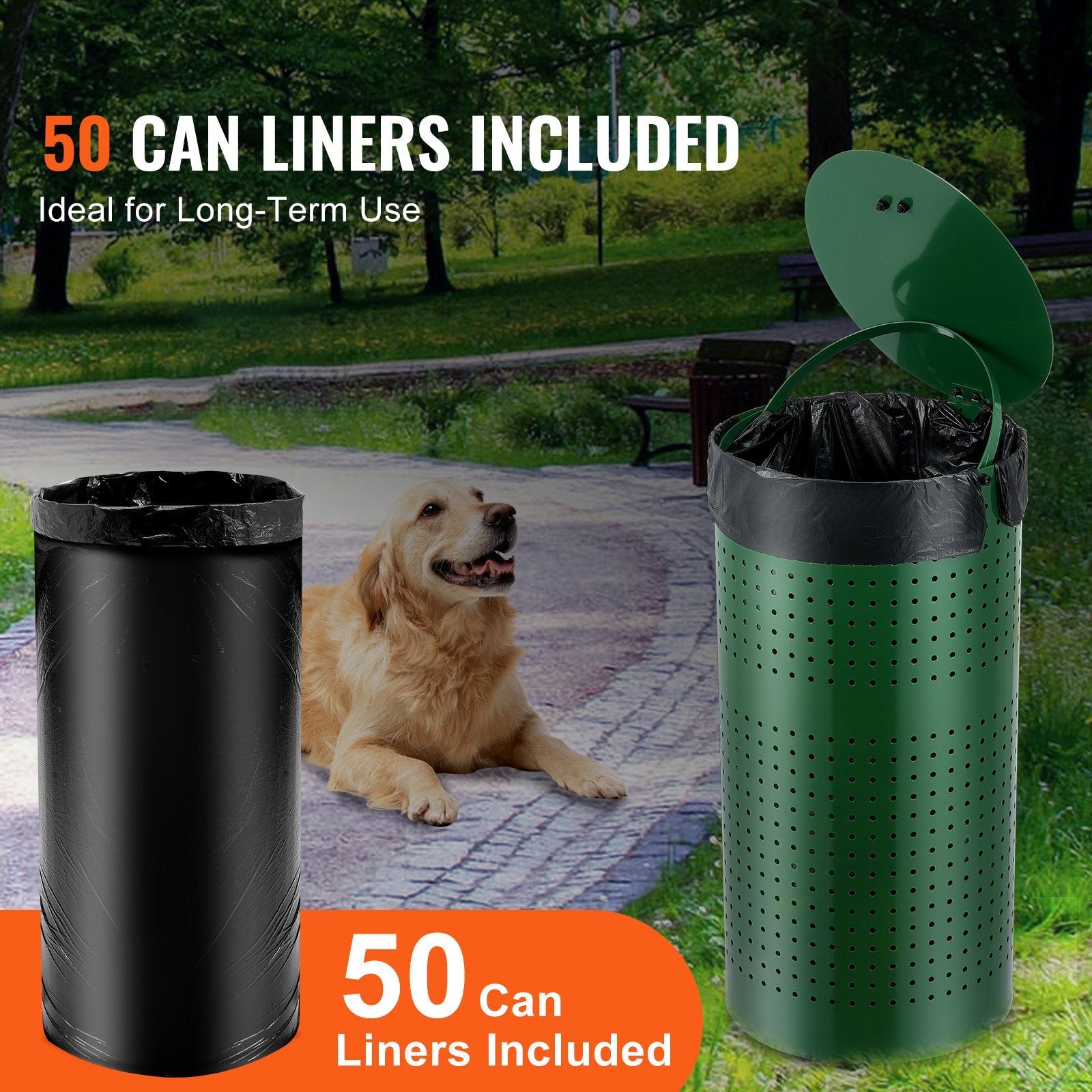 VEVOR Dog Poop Trash Can 11.5 Gallons Weather-Resistant Dog Waste Bin with Lid 