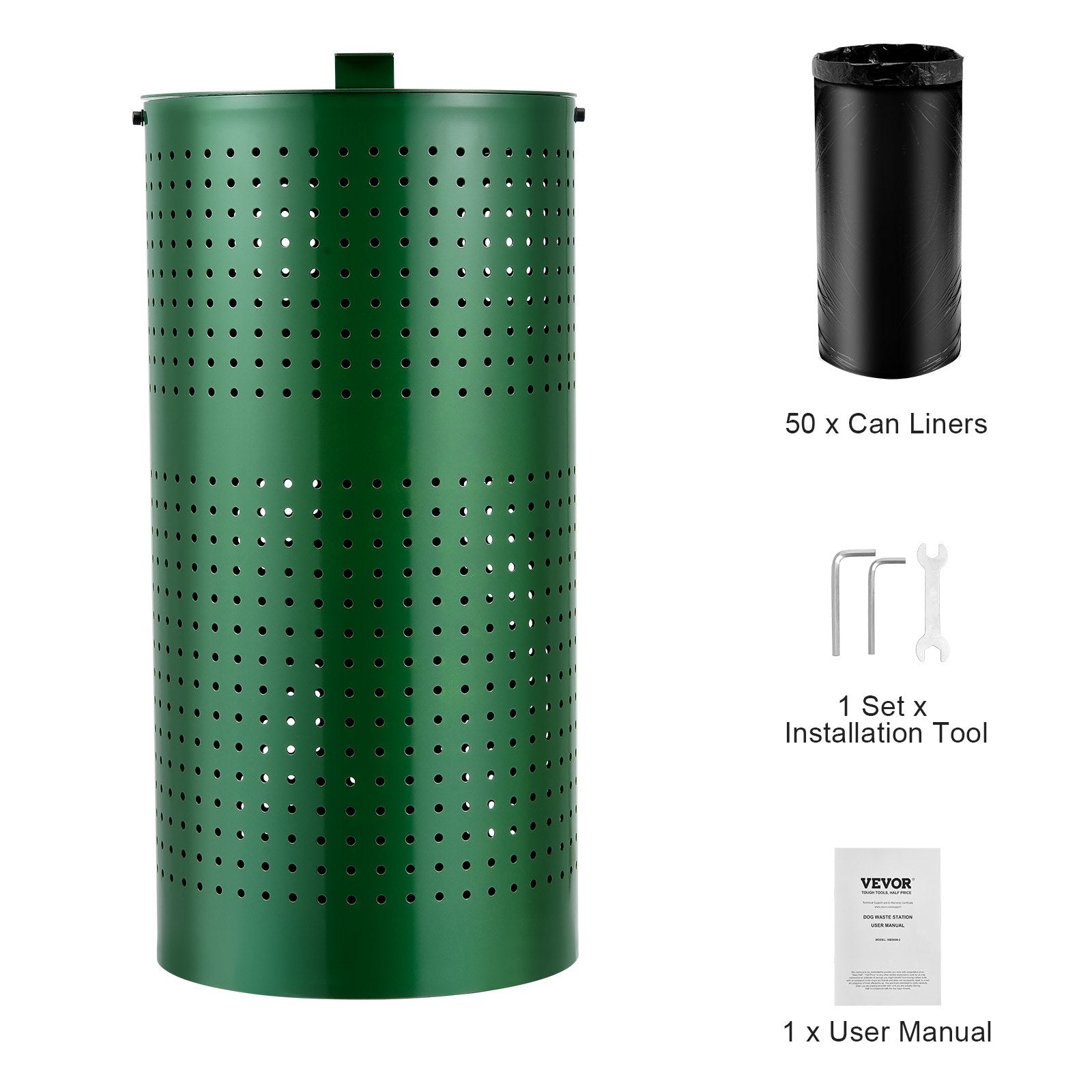 VEVOR Dog Poop Trash Can 11.5 Gallons Weather-Resistant Dog Waste Bin with Lid 