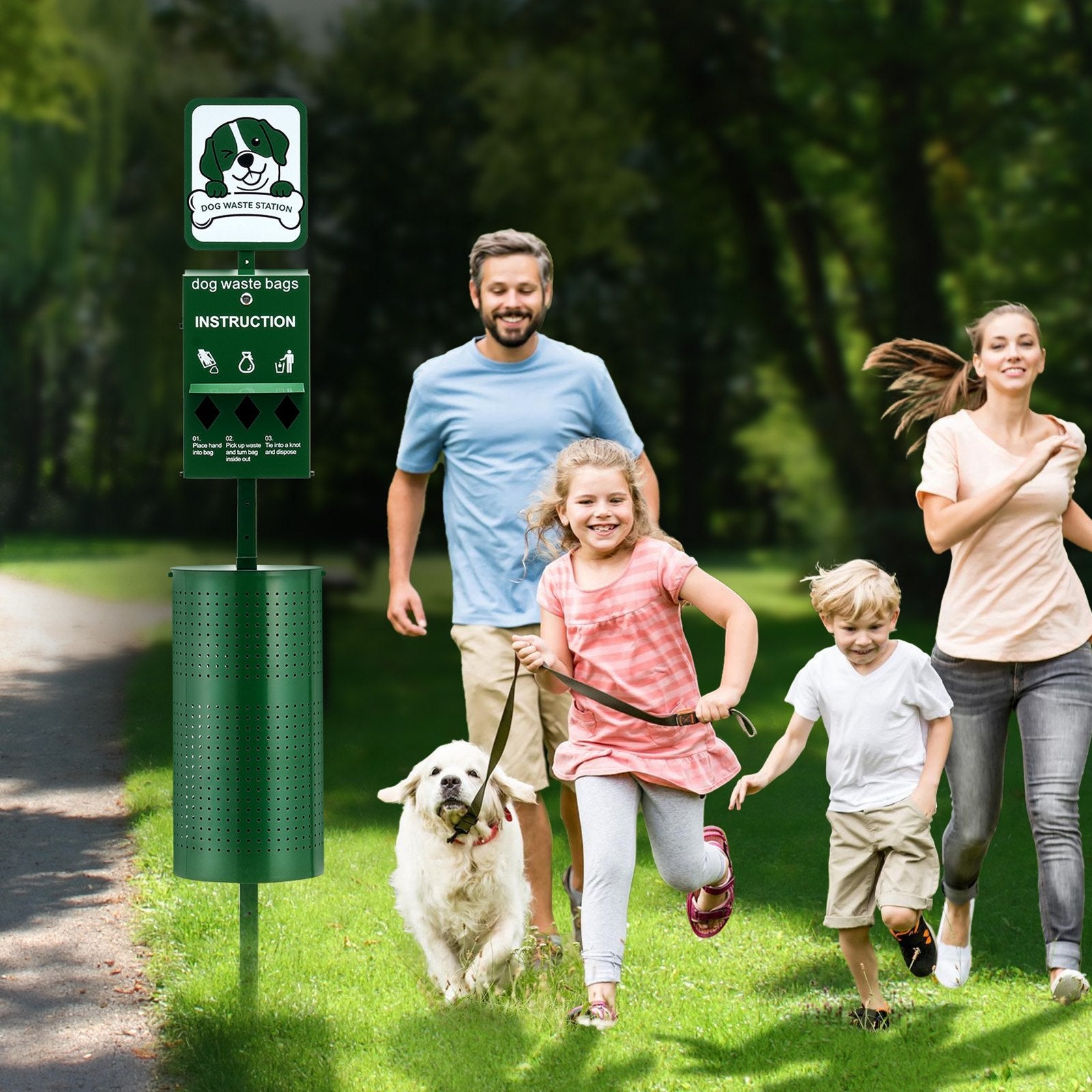 VEVOR Dog Waste Station 11.5 Gallons Outdoor Dog Poop Station with 600 Bags 