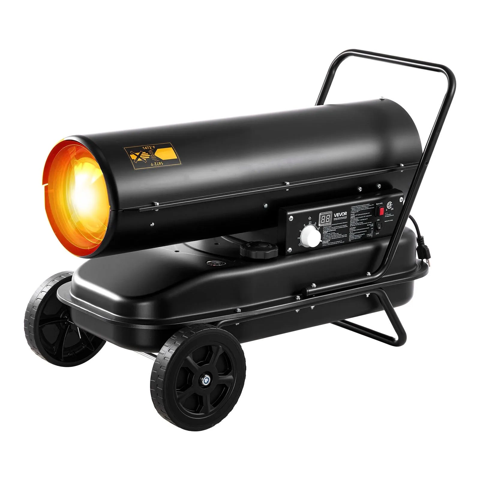 VEVOR 125,000 BTU Forced Air Kerosene Diesel Heater – Portable Torpedo Space Heater with Wheels & Adjustable Temperature for Garage, Jobsite, Workshop, Warehouse, and Outdoor Heating 