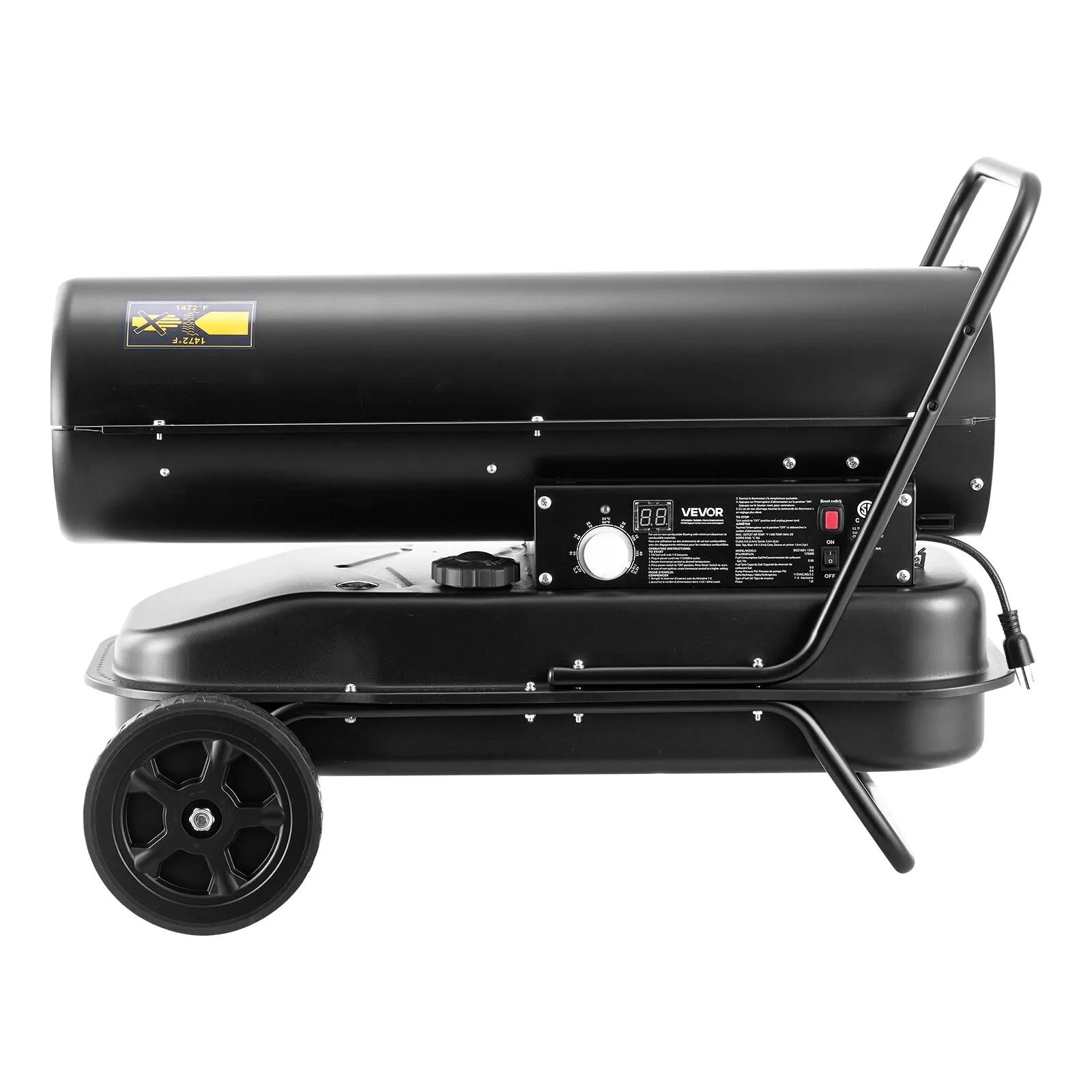 VEVOR 125,000 BTU Forced Air Kerosene Diesel Heater – Portable Torpedo Space Heater with Wheels & Adjustable Temperature for Garage, Jobsite, Workshop, Warehouse, and Outdoor Heating 