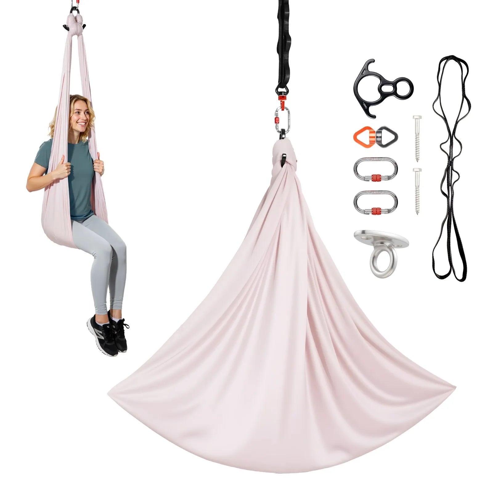 VEVOR Aerial Yoga Hammock, 300 lbs Load Aerial Silk, Yoga Swing with Nylon Fabric, PE Zipper Bag for Parent-Child Interaction, Strengthen Muscles & Improve Practice, Hammock and Swing Combo 