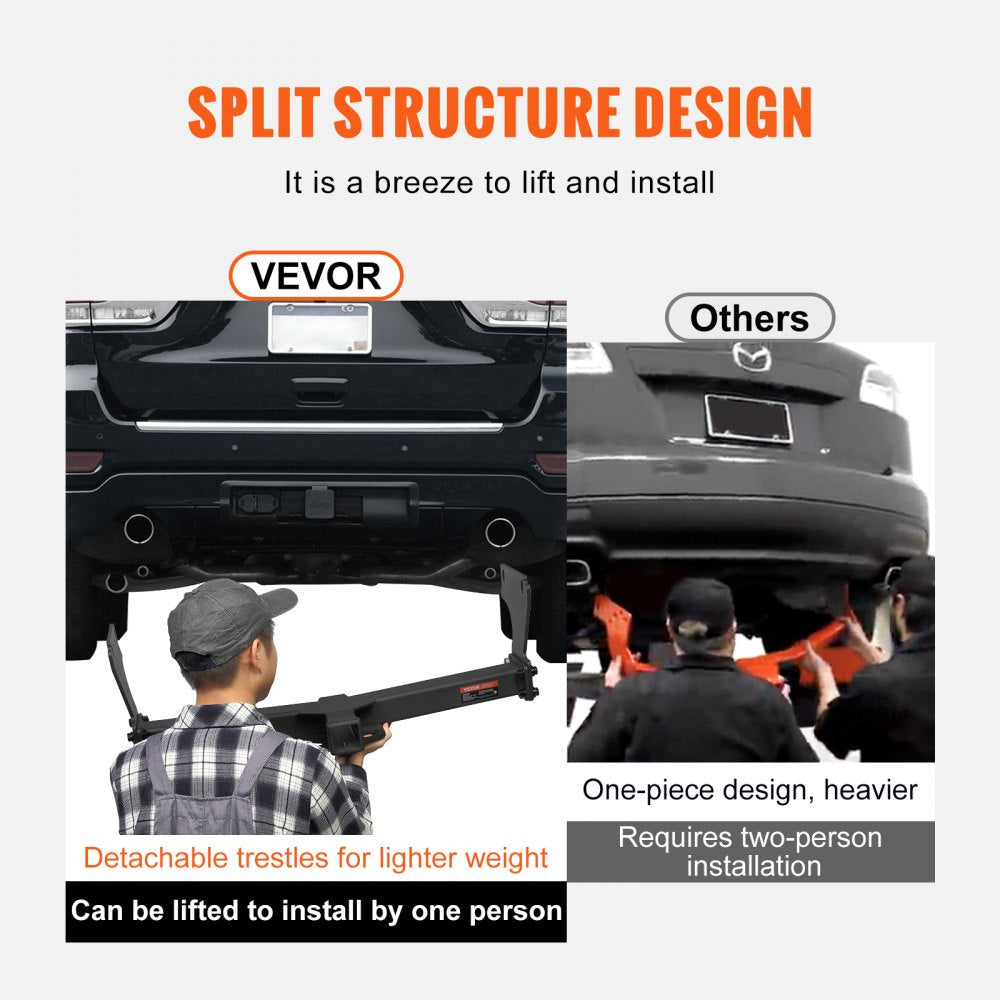VEVOR Class 3 Trailer Hitch, 2-Inch Receiver, Q455B Steel Tube Frame, Compatible with 2011-2022 Jeep Grand Cherokee, Multi-Fit Hitch to Receive Ball Mount, Cargo Carrier, Bike Rack, Tow Hook, Black 