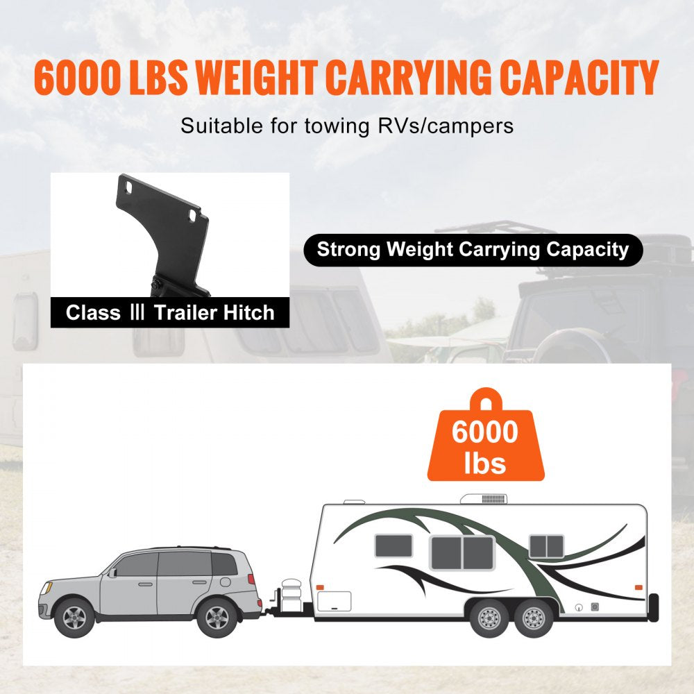 VEVOR Class 3 Trailer Hitch, 2-Inch Receiver, Q455B Steel Tube Frame, Compatible with 2011-2022 Jeep Grand Cherokee, Multi-Fit Hitch to Receive Ball Mount, Cargo Carrier, Bike Rack, Tow Hook, Black 