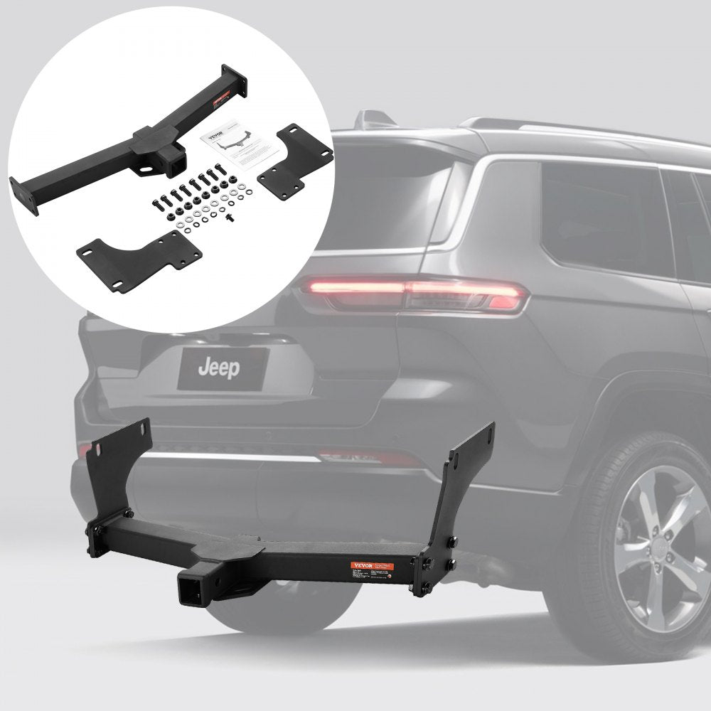 VEVOR Class 3 Trailer Hitch, 2-Inch Receiver, Q455B Steel Tube Frame, Compatible with 2011-2022 Jeep Grand Cherokee, Multi-Fit Hitch to Receive Ball Mount, Cargo Carrier, Bike Rack, Tow Hook, Black 