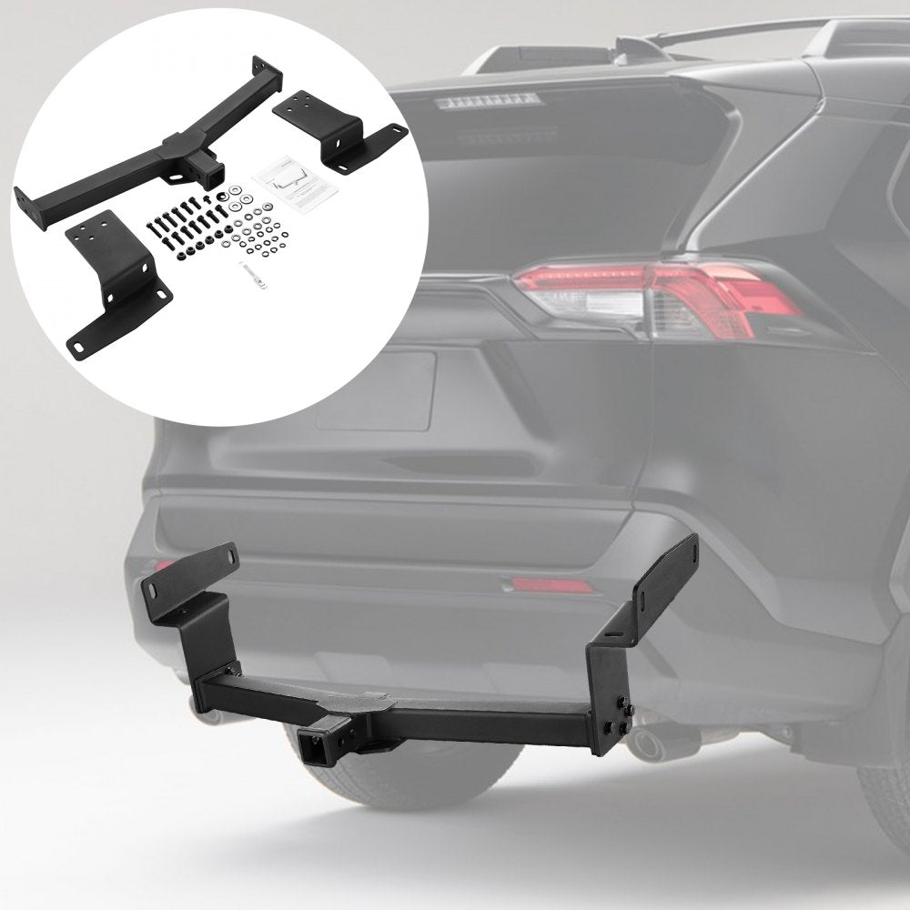 VEVOR Class 3 Trailer Hitch, 2-Inch Receiver, Q455B Steel Tube Frame, Compatible with 2019-2023 Toyota RAV4, 6000 lbs, Multi-Fit Hitch to Receive Ball Mount, Cargo Carrier, Bike Rack, Tow Hook, Black 