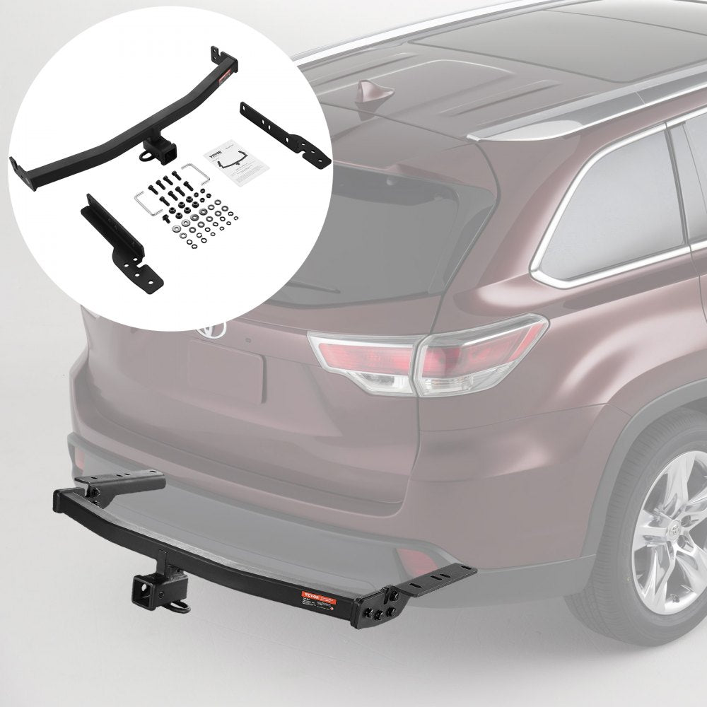 VEVOR Class 3 Trailer Hitch, 2-Inch Receiver, Q455B Steel Tube Frame, Compatible with 2020-2023 Toyota Highlander, Multi-Fit Hitch to Receive Ball Mount, Cargo Carrier, Bike Rack, and Tow Hook, Black 