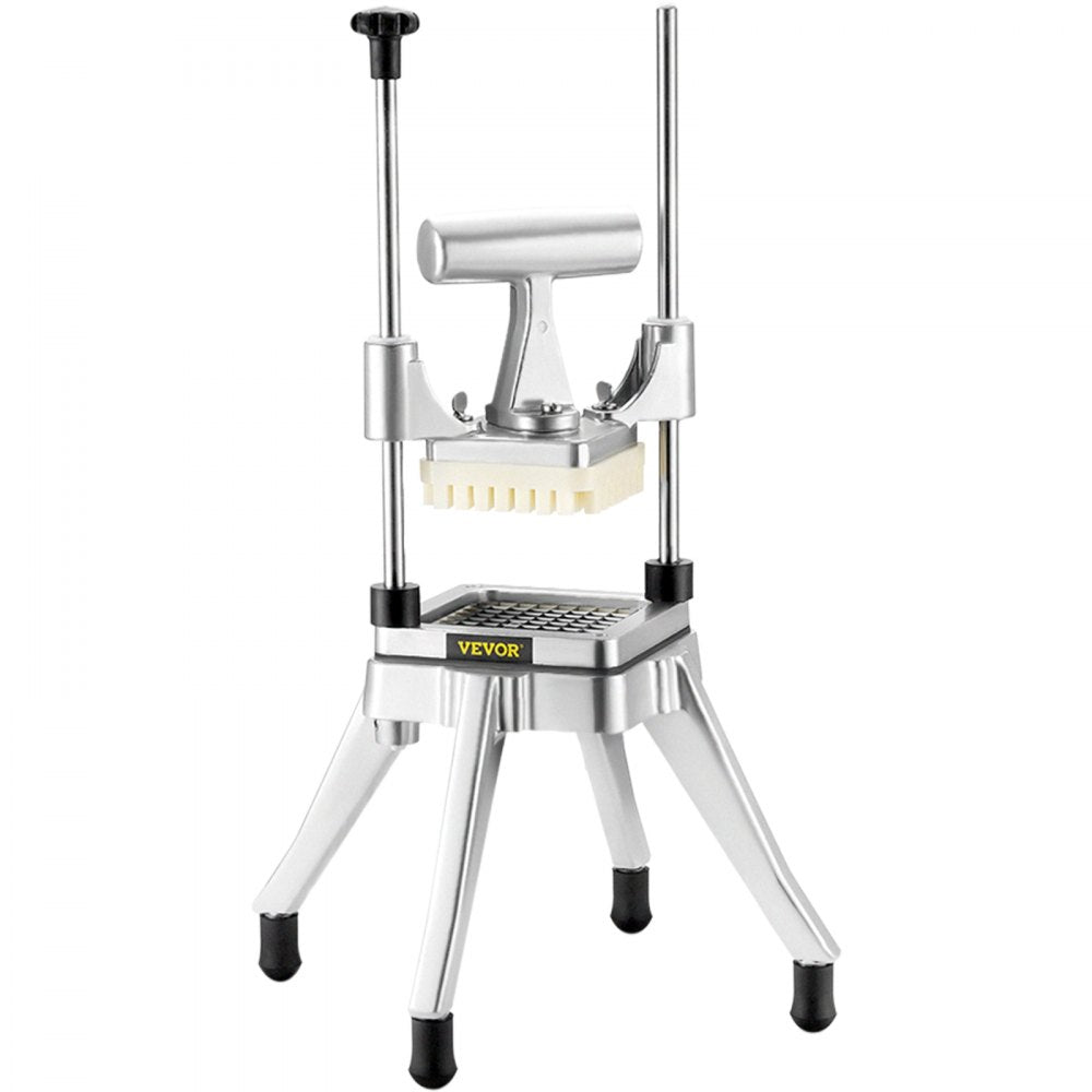 VEVOR Commercial Vegetable Fruit Chopper, Stainless Steel French Fry Cutter with 4 Blades 1/4" 3/8" 1/2", 6-wedge Slicer, Chopper Dicer with Tray, Heavy Duty Cutter for Potato Tomato Onion Mushroom 