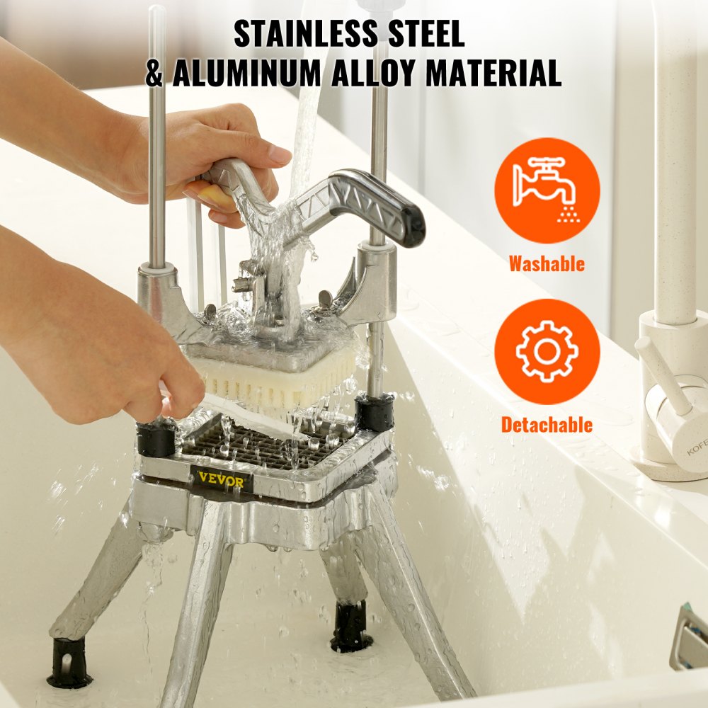 VEVOR Commercial Chopper with 4 Replacement Blades Commercial Vegetable Chopper Stainless Steel French Fry Cutter Potato Dicer & Slicer Commercial Vegetable Fruit Chopper for Restaurants & Home Kitche 