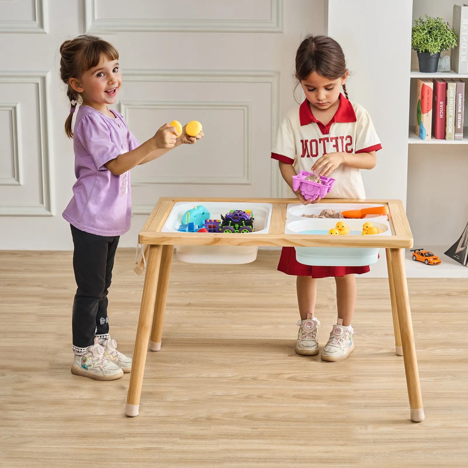 VEVOR Kids Sensory Table Sand Water Play Table with 1 Paper Roll 3 Storage Bins