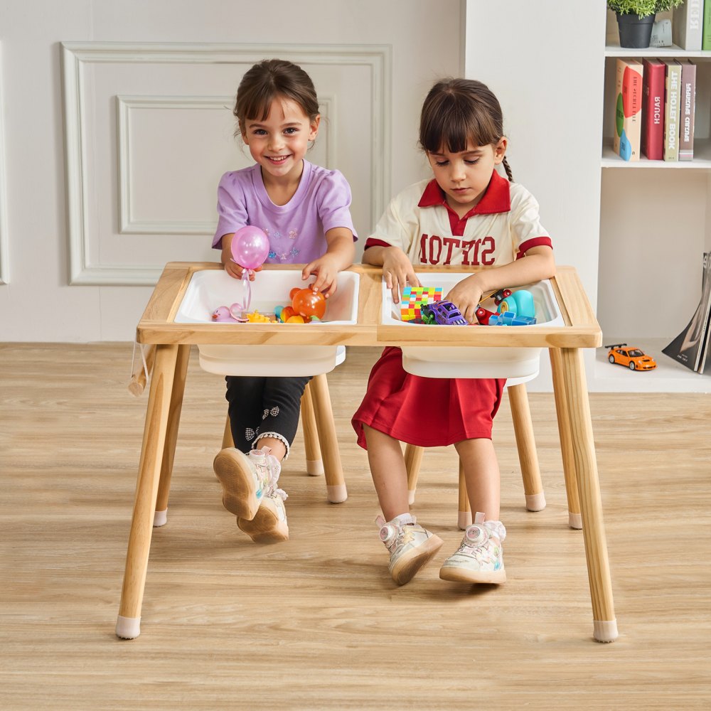 VEVOR Kids Sensory Table & Chair Set Sand Water Play Table with 2 Storage Bins 