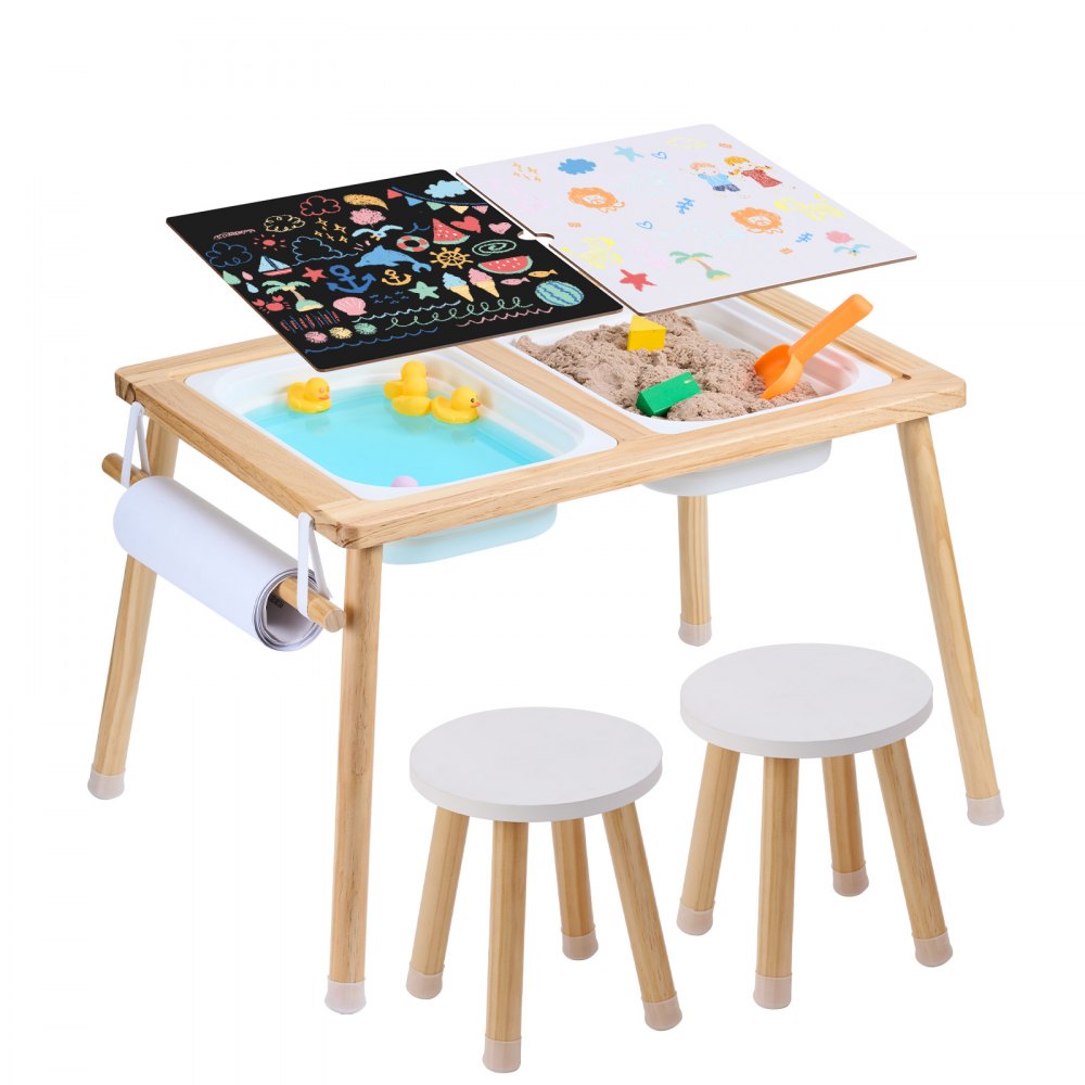 VEVOR Kids Sensory Table & Chair Set Sand Water Play Table with 2 Storage Bins 