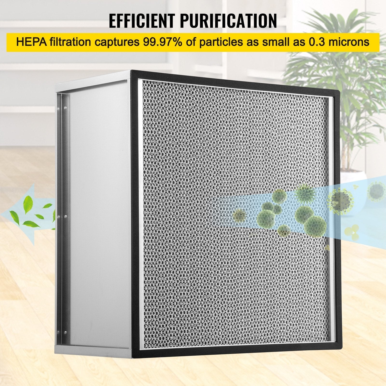 VEVOR Filter Replacement, 24''x24''x11.5'' AC Filter, True HEPA Pleated Air Filter, Air Filter Replacement with Durable Galvanized Frame, 99.97% Standard Filter Compatible for HEPA Filter Novair 2000 