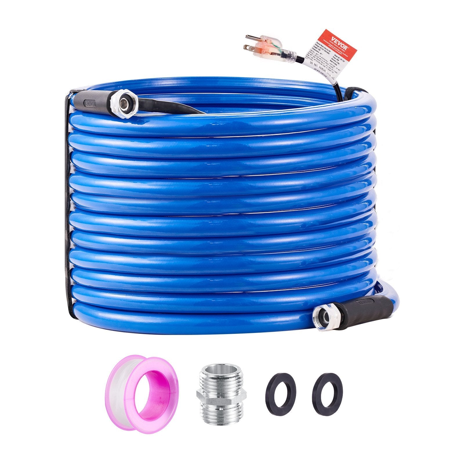 VEVOR 100ft Heated Water Hose for RV, Heated Drinking Water Hose Antifreeze to -45°F, Automatic Self-regulating, 5/8" I.D. with 3/4" GHT Adapter, Lead and BPA Free 