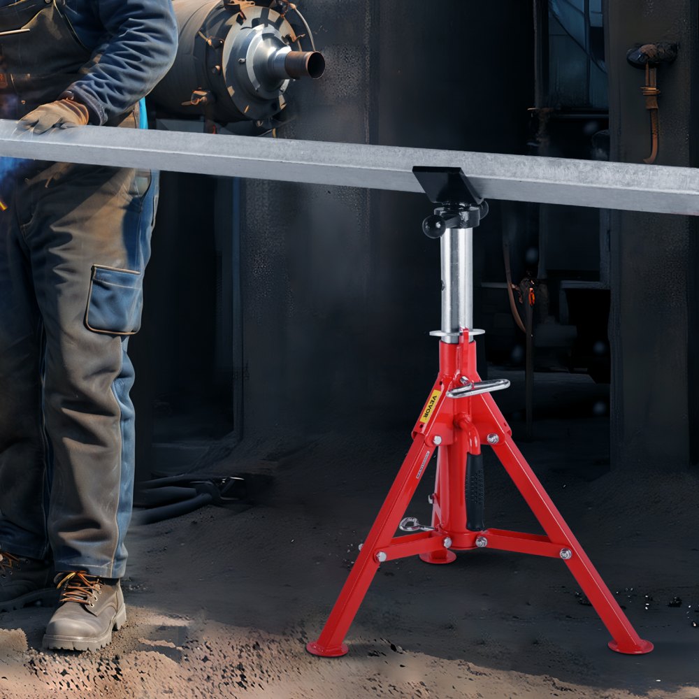 VEVOR V Head Pipe Stand 1/8\"-12\" Capacity,Adjustable Height 20\"-37\",Pipe Jack Stands 2500 lb. Load Capacity,Portable Folding Pipe Stands, Carbon Steel Body More Durable 