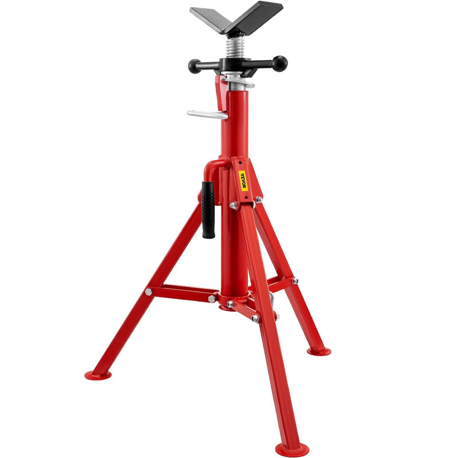 VEVOR V Head Pipe Stand 1/8\"-12\" Capacity,Adjustable Height 28\"-52?,Pipe Jack Stands 2500 lb. Load Capacity,Portable Folding Pipe Stands, Carbon Steel Body More Durable 