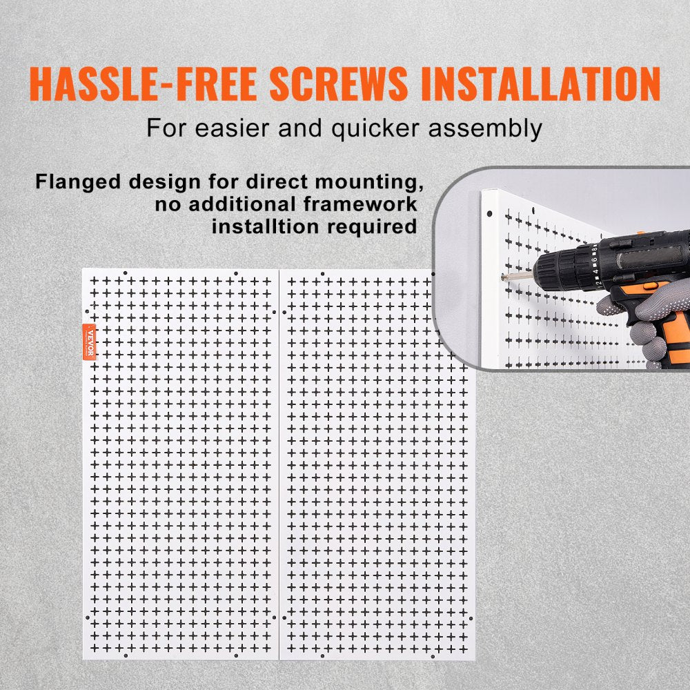 VEVOR Pegboard Wall Organizer 32" x 32", 330LBS Loading Garage Metal Pegboard Organizer, 2-Pack Wall Mount Tool Storage Peg Boards with Customized Grooves Fit 1/4" and 1/8" Hooks for Warehouse Garage 
