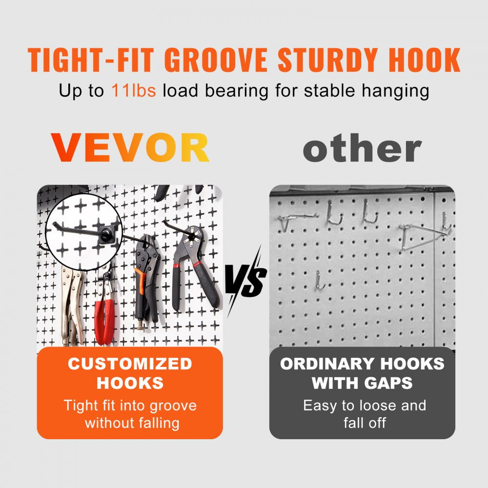 VEVOR Pegboard Wall Organizer 32" x 32", 330LBS Loading Garage Metal Pegboard Organizer Wall Mount, 25PCS Tool Storage Kit with 2 Peg Boards, Hooks, Storage Bins, Shelf Racks for Warehouse Garage Shop 