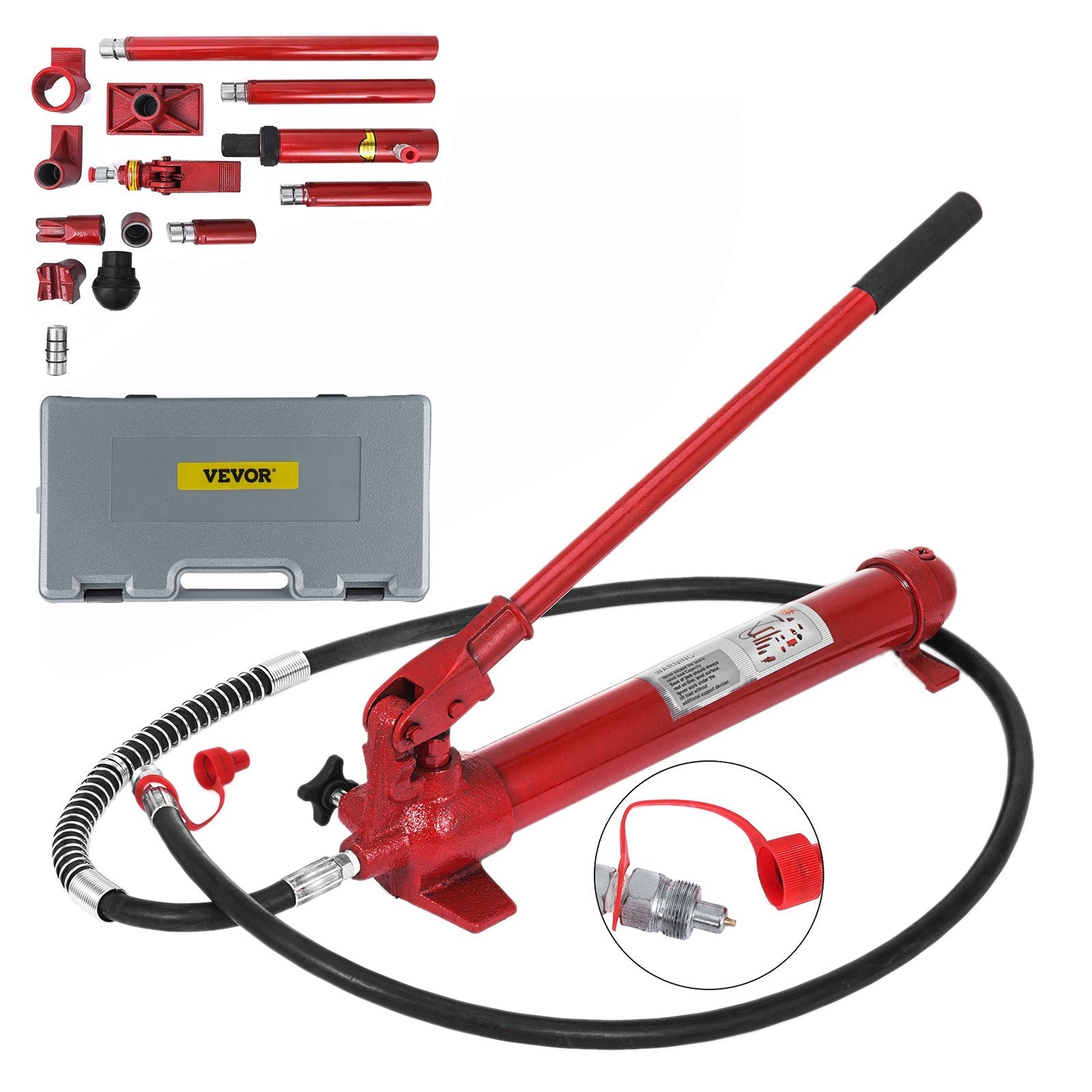 10Ton Porta Power Hydraulic Jack Body Frame Repair Kit 1.4M Lengthen Hose Lift Ram 
