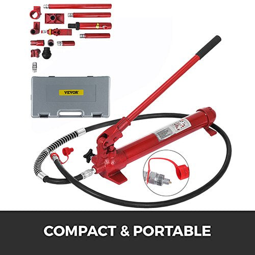 10Ton Porta Power Hydraulic Jack Body Frame Repair Kit 1.4M Lengthen Hose Lift Ram 