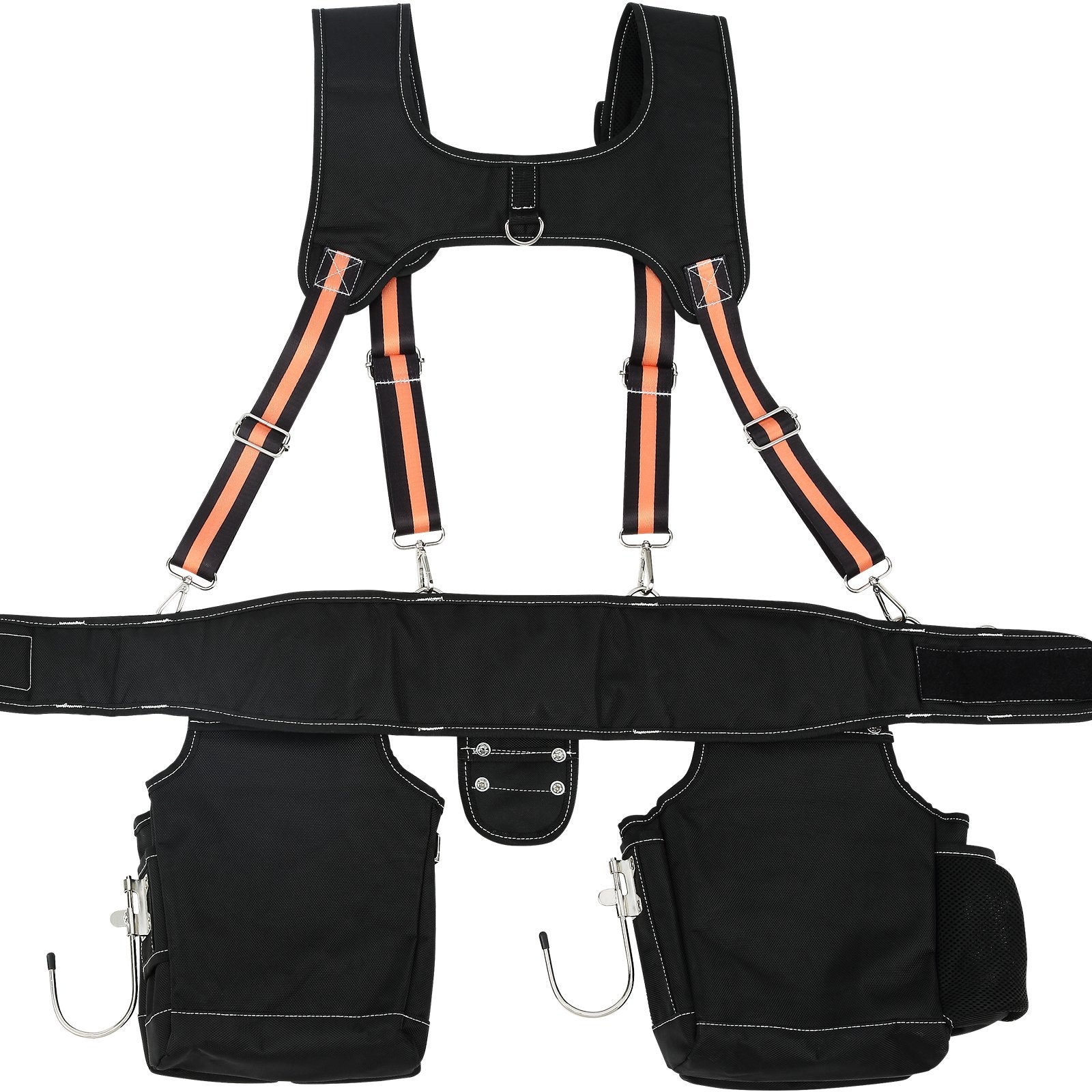 VEVOR Tool Belt with Suspenders, 29 Pockets, 29-54 inches Adjustable Waist Size, Tool Belts for Men, 1680D Polyester Heavy Duty Carpenter Tool Pouch for Carpenters, Electricians, and Gardening, Black 