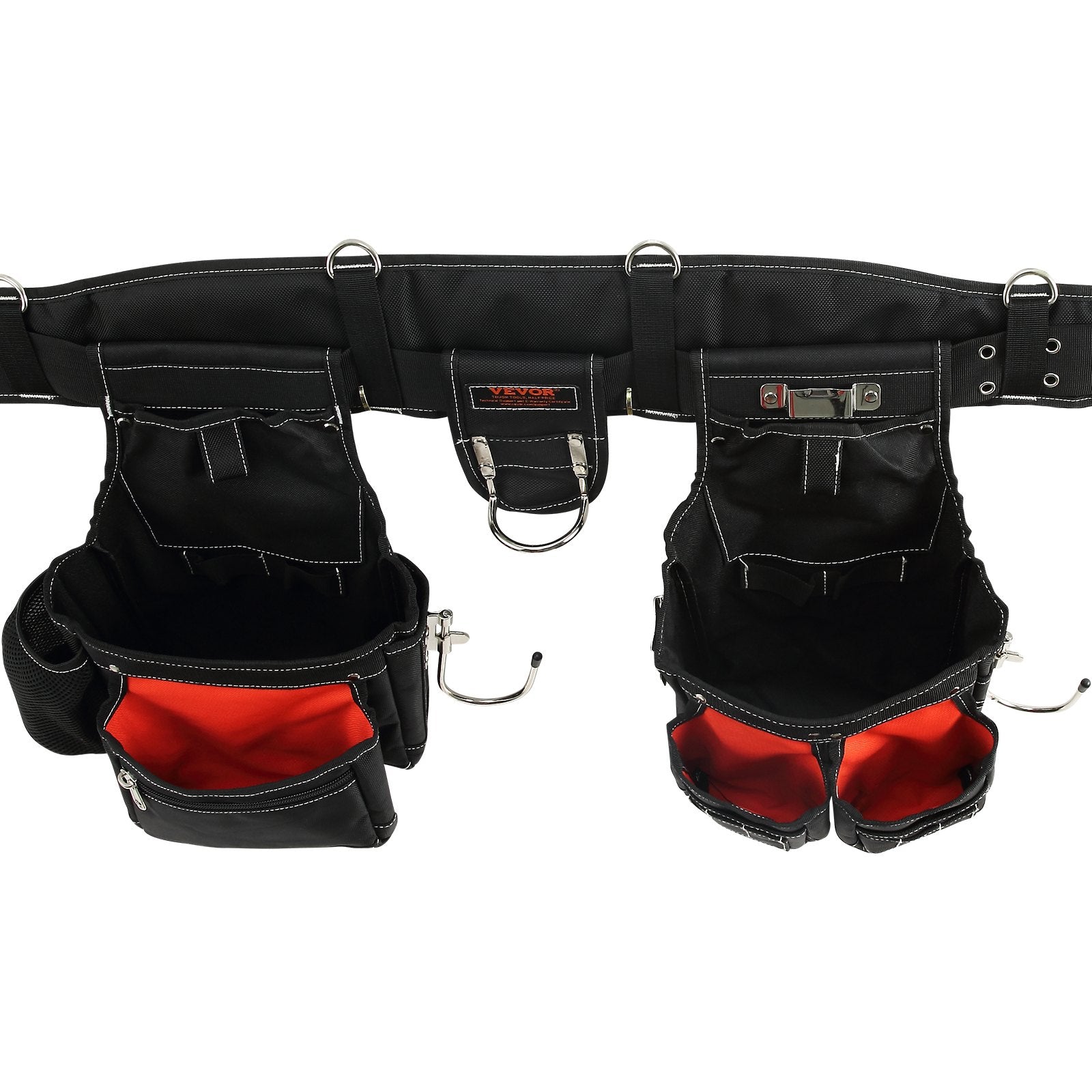 VEVOR Tool Belt with Suspenders, 29 Pockets, 29-54 inches Adjustable Waist Size, Tool Belts for Men, 1680D Polyester Heavy Duty Carpenter Tool Pouch for Carpenters, Electricians, and Gardening, Black 