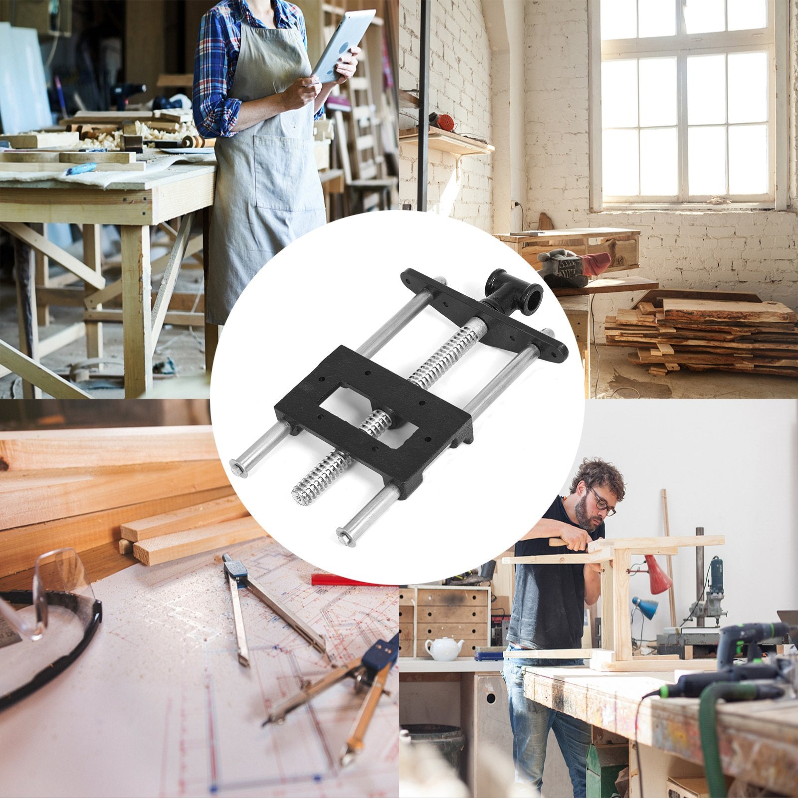 VEVOR Wood Vise 9 Inch Woodworking Vise, Heavy-Duty Steel and Cast Iron Workbench Vise, Easy-to-operate Front Vise, Durable Woodworking Bench Vise for Home, Woodworking Studios, Teaching Equipment 
