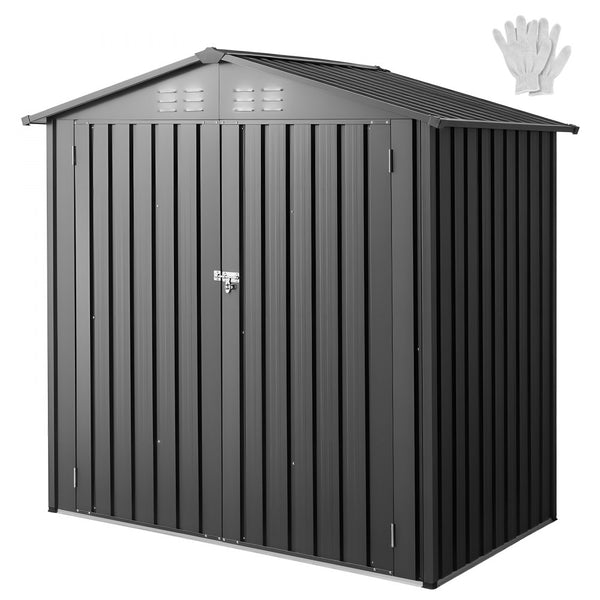 6' x 4' Metal Garden Shed with Lockable Doors & Vents