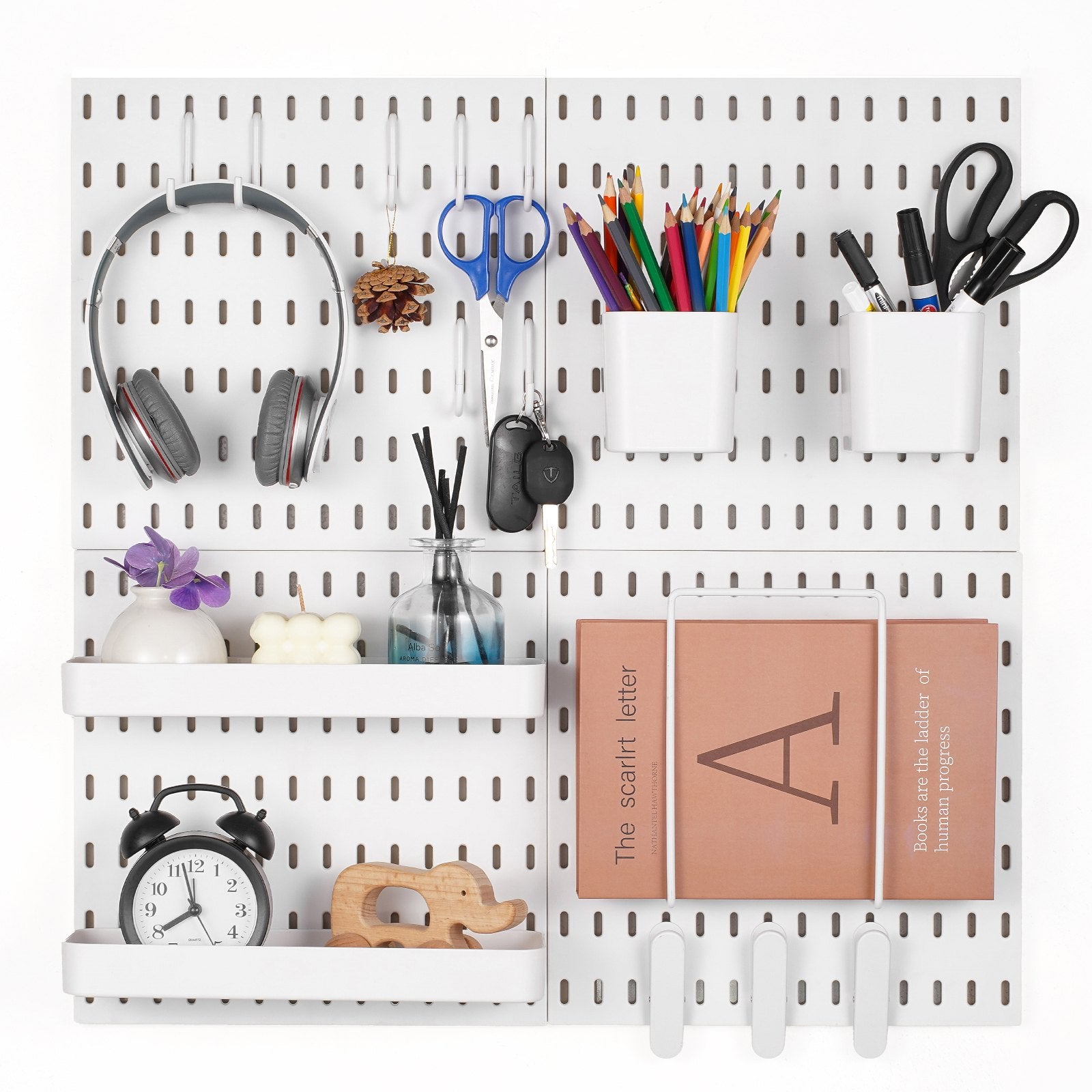 VEVOR Pegboard Combination Kit 11 x 11" Plastic Pegboard 4 Panels for Home White 