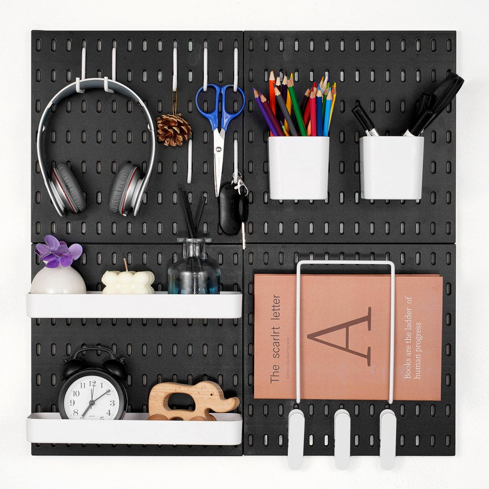 VEVOR Pegboard Combination Kit 11 x 11" Plastic Pegboard 4 Panels for Home Black 
