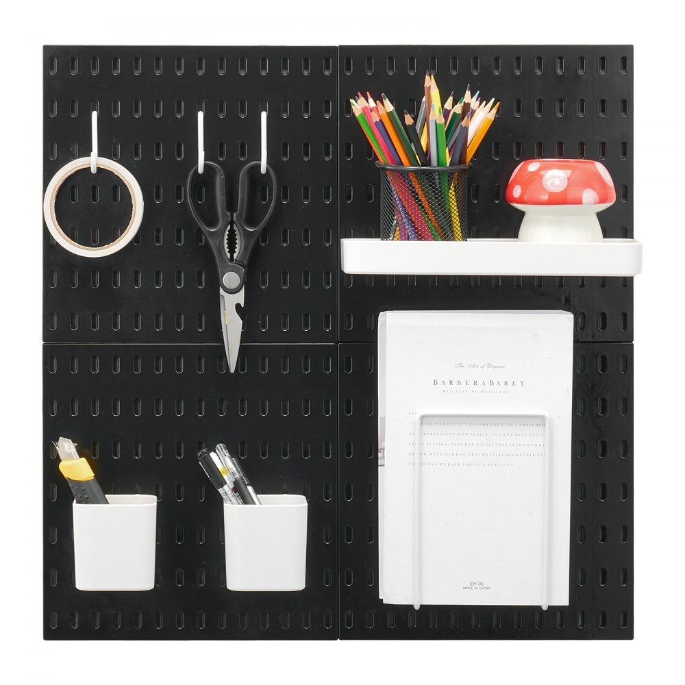 VEVOR Pegboard Combination Kit 11 x 11" Plastic Pegboard 4 Panels for Home Black 