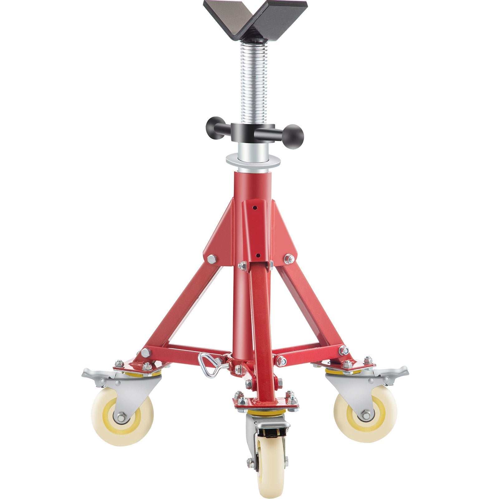 VEVOR Pipe Stand, Pipe Jack Stand, V Head Pipe Stand Adjustable Height 20-37 Inch, Pipe Jack Stands with Casters 882 LB, Folding Portable Pipe Stands 1/8 to 12 Inch Pipe Supporting, Steel Jack Stand 