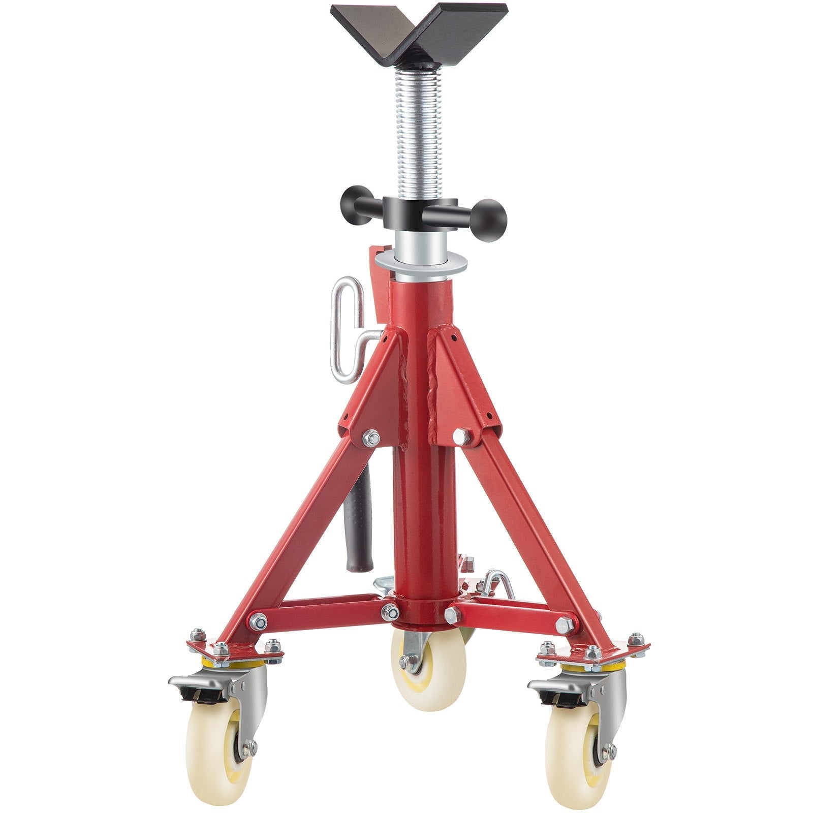VEVOR Pipe Stand, Pipe Jack Stand, V Head Pipe Stand Adjustable Height 20-37 Inch, Pipe Jack Stands with Casters 882 LB, Folding Portable Pipe Stands 1/8 to 12 Inch Pipe Supporting, Steel Jack Stand 