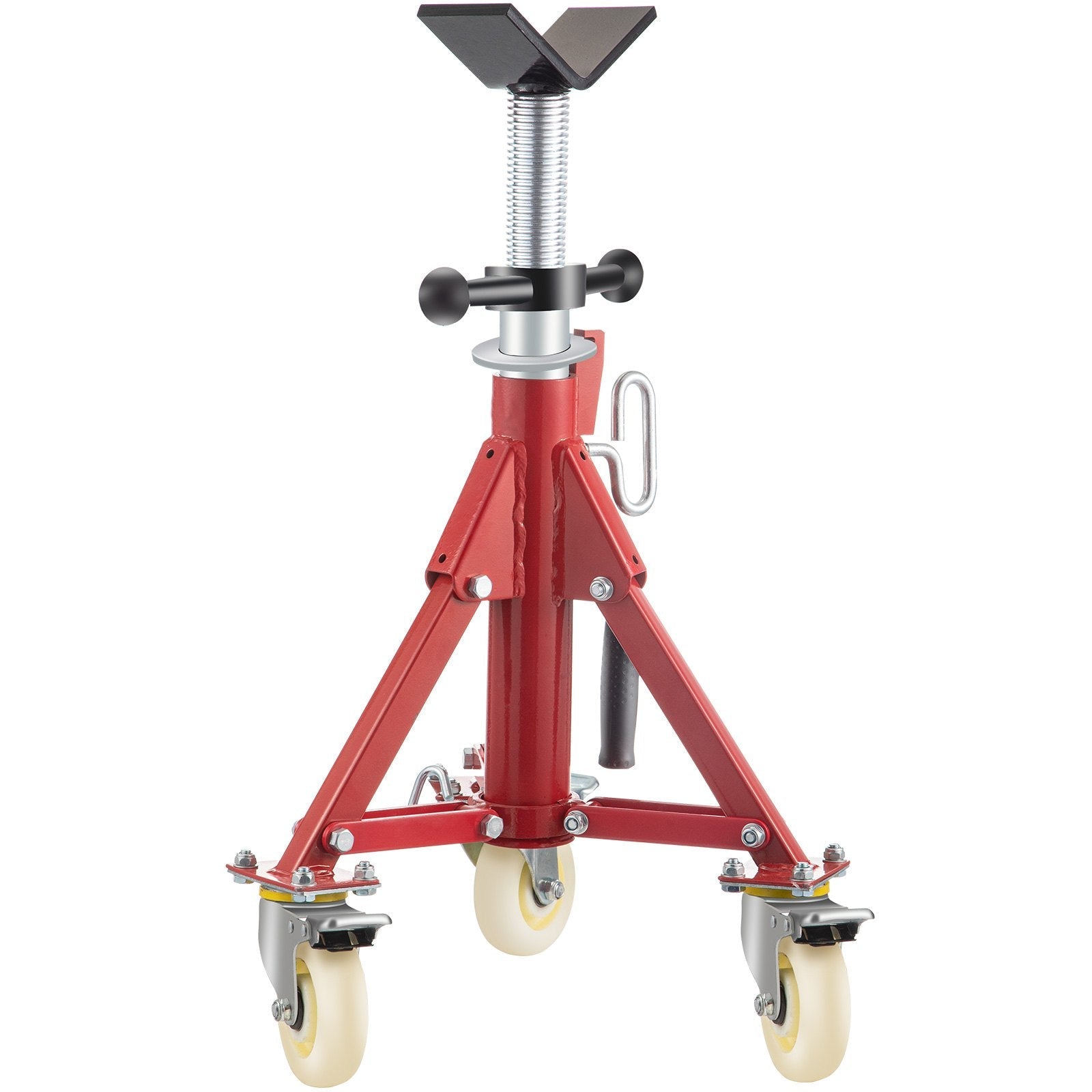 VEVOR Pipe Stand, Pipe Jack Stand, V Head Pipe Stand Adjustable Height 20-37 Inch, Pipe Jack Stands with Casters 882 LB, Folding Portable Pipe Stands 1/8 to 12 Inch Pipe Supporting, Steel Jack Stand 