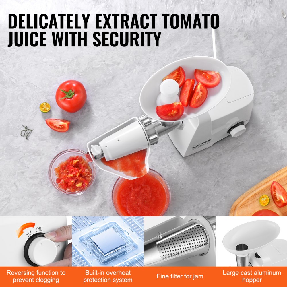 VEVOR 4 LBS/Min Electric Tomato Strainer 300W Tomato Sauce Maker Machine Home 