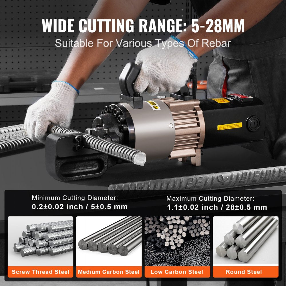 VEVOR 2000W Electric Hydraulic Rebar Cutter Cutting up to 1.1 Inch 5-28mm 
