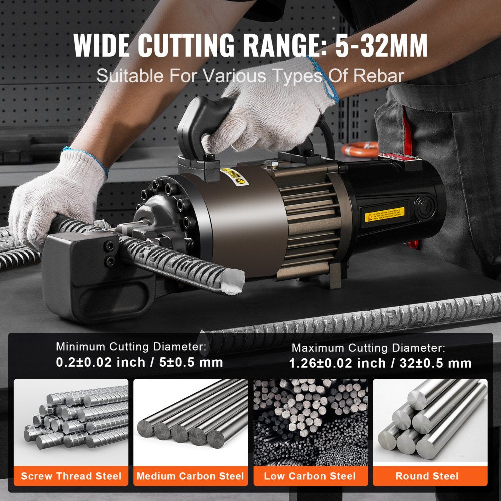 VEVOR 2300W Electric Hydraulic Rebar Cutter Cutting up to 1.26 Inch 5-32mm 