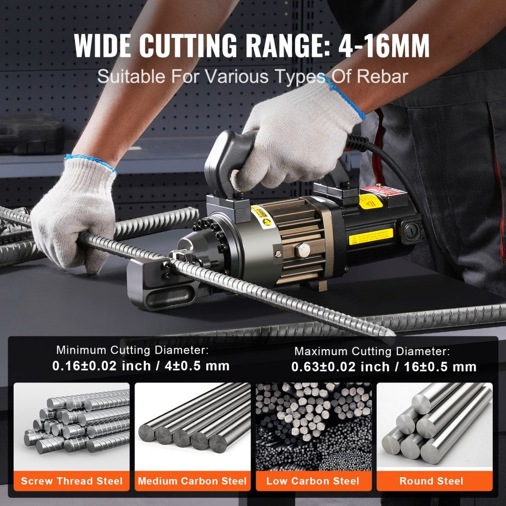 VEVOR 1000W Electric Hydraulic Rebar Cutter Cutting up to 5/8 Inch 4-16mm #5 