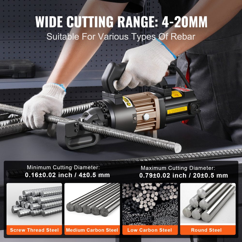 VEVOR 1000W Electric Hydraulic Rebar Cutter Cutting up to 3/4 Inch #6 4-20mm 