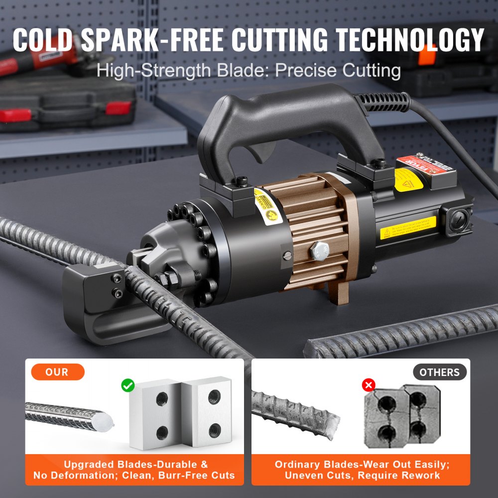 VEVOR 1000W Electric Hydraulic Rebar Cutter Cutting up to 3/4 Inch #6 4-20mm 
