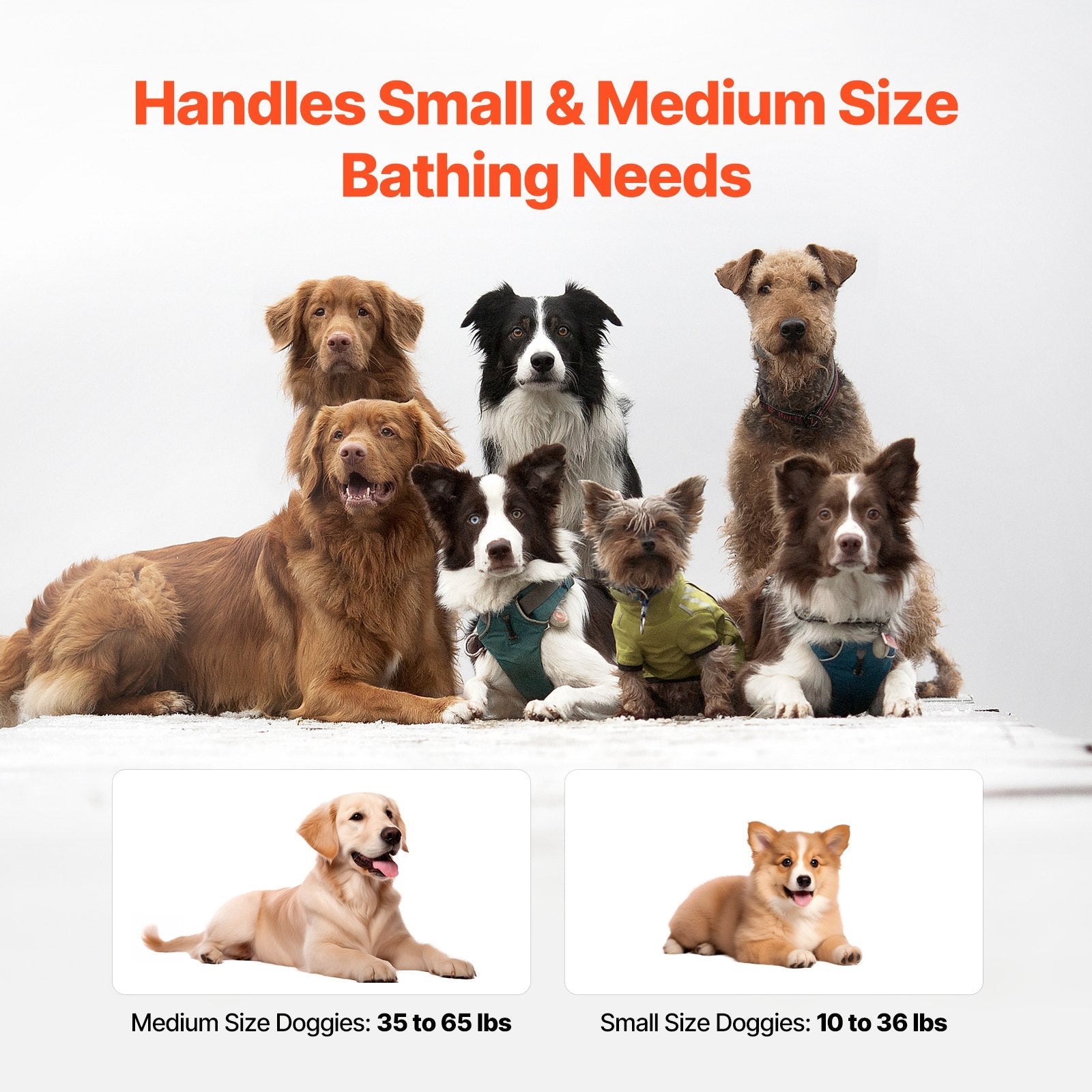 VEVOR Foldable Dog Bathtub Elevated Grey Shower Station for Small & Medium Pets 