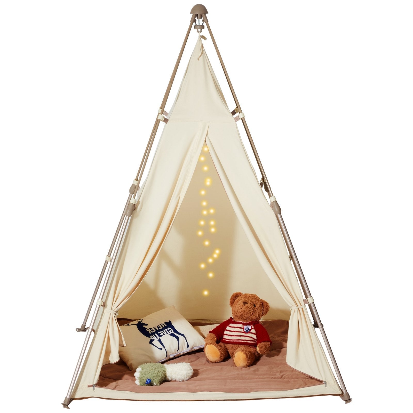 VEVOR Kids Play Tent, Teepee Tent for Kids 1-5 Years Old, Foldable Toddler Tent with Mat and Carrying Bag, Tent for Kids with Windows for Indoor and Outdoor, Kids Tent for Boys and Girls, Beige 