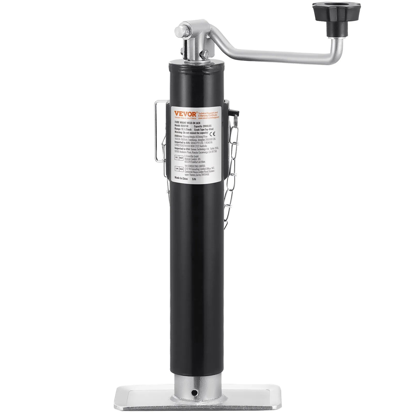 VEVOR Trailer Jack Weld-on Pipe Mount Swivel Trailer Jack 2000 lbs 10" Travel