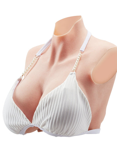 VEVOR Silicone Breastplate K Sized High Neck Fake Breasts for Cosplay Drag Queen 