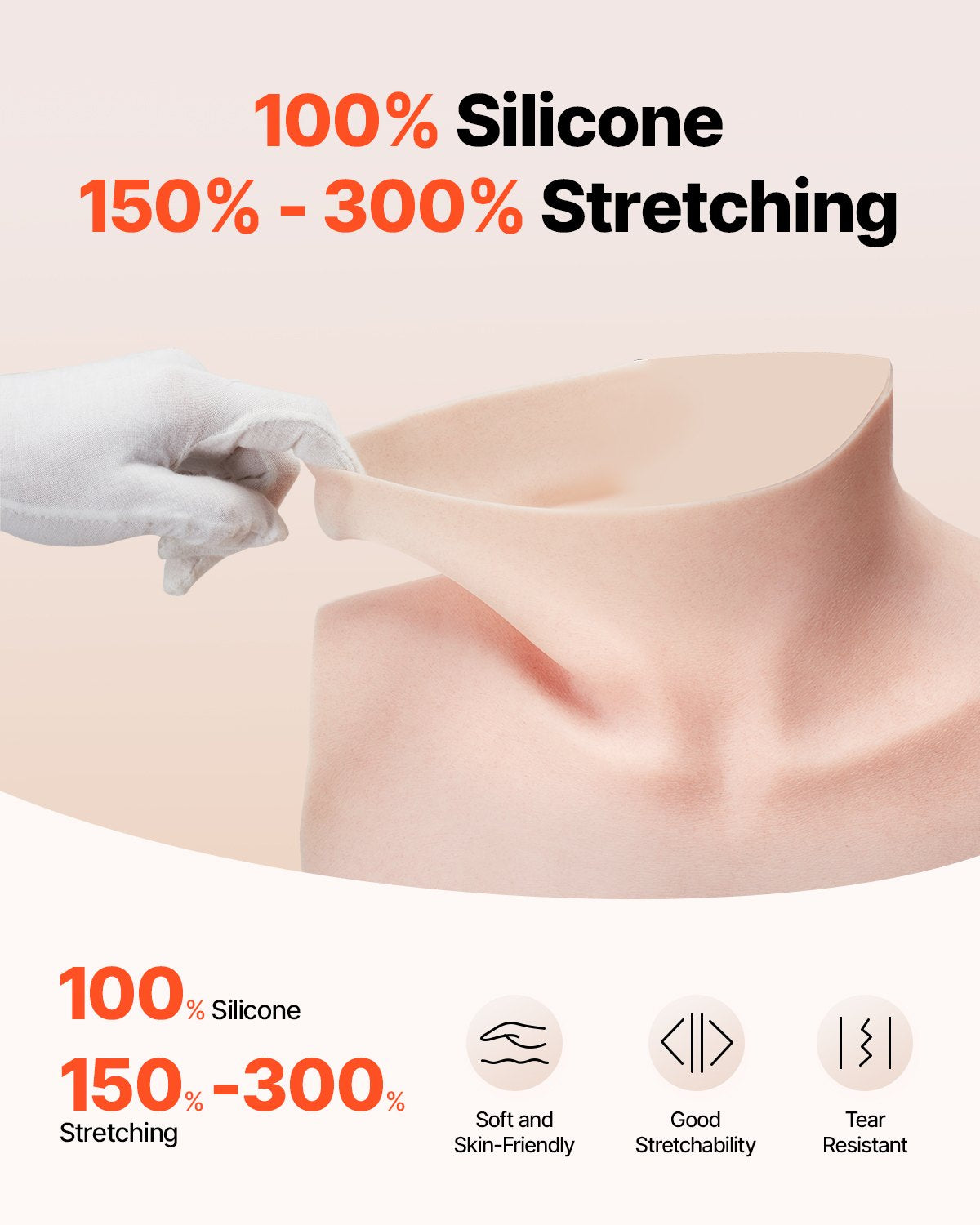 VEVOR Silicone Breastplate D-Cup High Neck Fake Breasts for Cosplay Drag Queen 