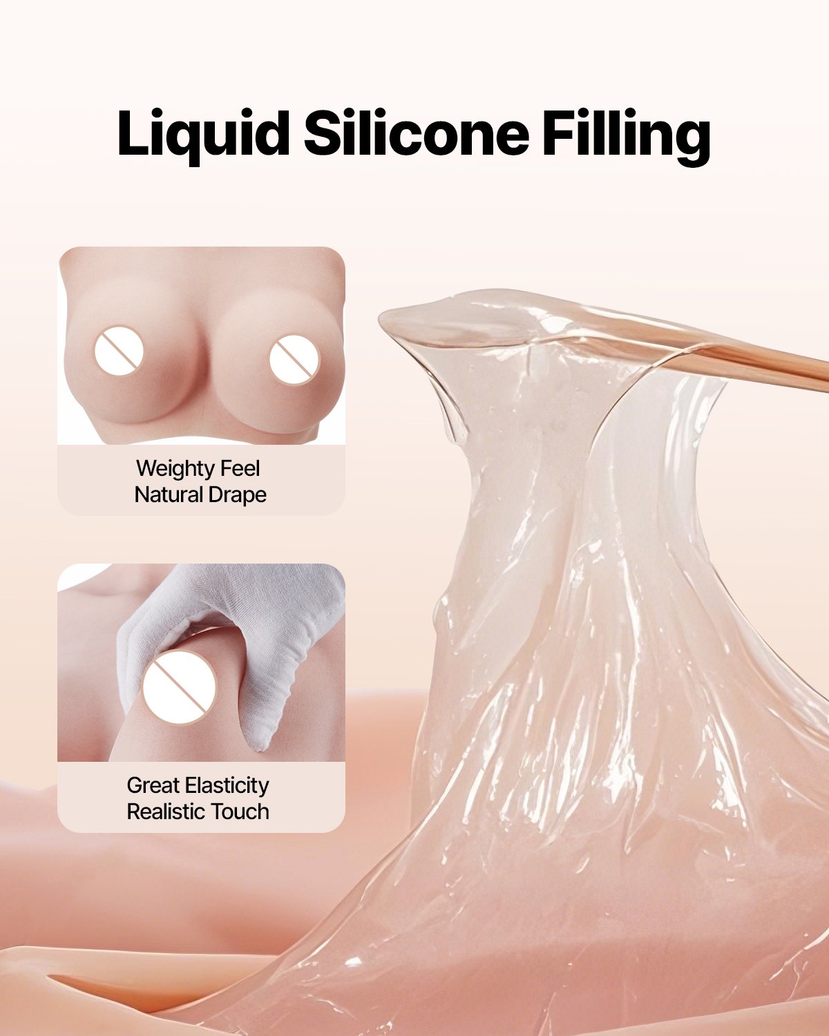 VEVOR Silicone Breastplate D-Cup High Neck Fake Breasts for Cosplay Drag Queen 