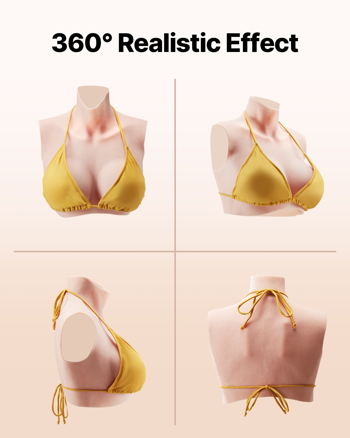 VEVOR Silicone Breastplate D-Cup High Neck Fake Breasts for Cosplay Drag Queen 