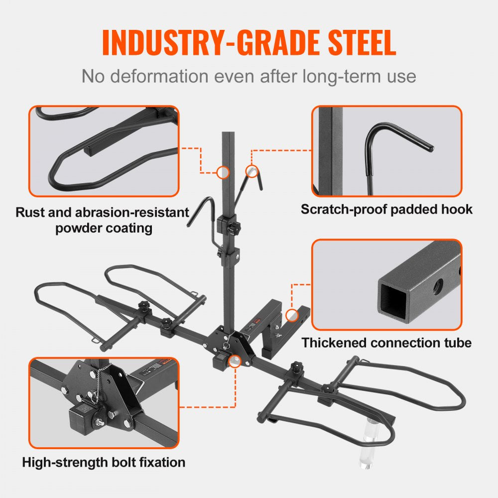 VEVOR Hitch Mount Bike Rack, 2-Bike Platform Style, 160 LBS Max Capacity Bike Rack Hitch for 2-inch Receiver, Titling and Folding Bike Carrier with Tires up to 5" Wide, for Car, SUV, Truck, RV 