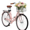 VEVOR Cruiser Bike, 1-Speed, 26-Inch Pink Beach Cruiser Bike with Large Capacity Basket and Rear Rack, Secure & Sturdy Cruiser Bike with Adjustable Seat, Fits for Cycling, Exercise & Shopping