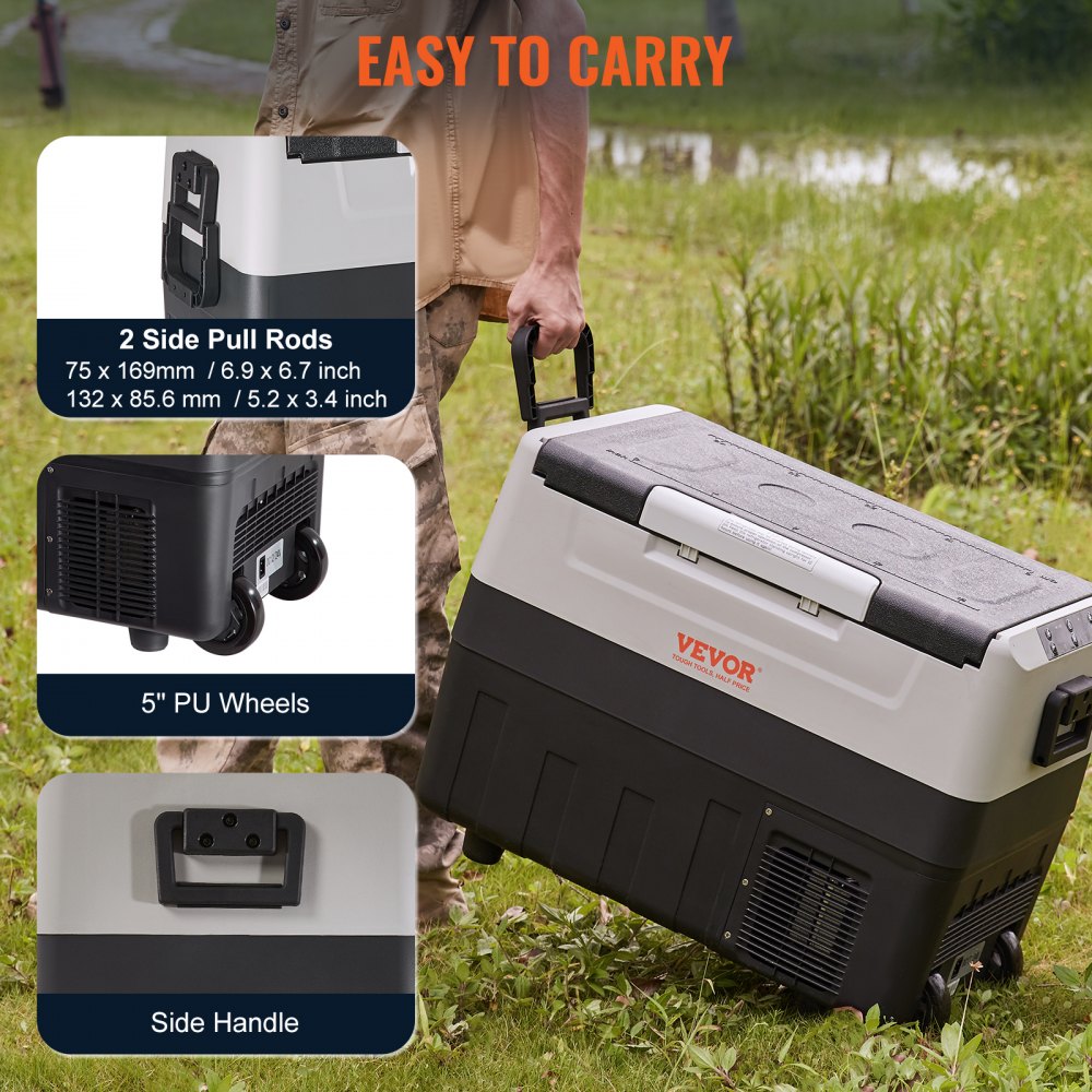 VEVOR Car Refrigerator, 12 Volt Car Refrigerator Fridge, 37 QT/35 L Dual Zone Portable Freezer, -4?-50? Adjustable Range, 12/24V DC and 100-240V AC Compressor Cooler for Outdoor, Camping, Travel, RV 